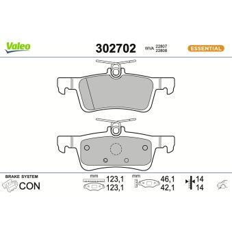 Jeu de 4 plaquettes de frein arrière VALEO OEM KTK1BC2M007AB