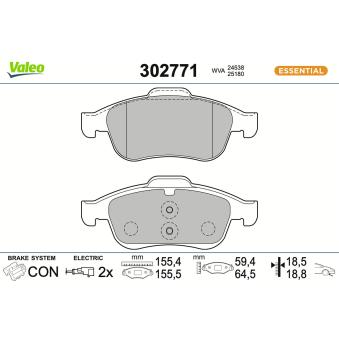 Jeu de 4 plaquettes de frein avant VALEO OEM 77365355