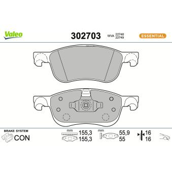 Jeu de 4 plaquettes de frein avant VALEO OEM 2272732