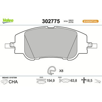 Jeu de 4 plaquettes de frein avant VALEO [302775]