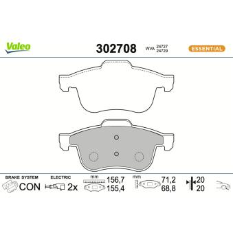Jeu de 4 plaquettes de frein avant VALEO OEM 77365311