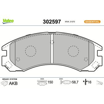 Jeu de 4 plaquettes de frein avant VALEO 302597 pour PEUGEOT 4007 2.2 HDI - 156cv