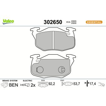 Jeu de 4 plaquettes de frein avant VALEO OEM 425034
