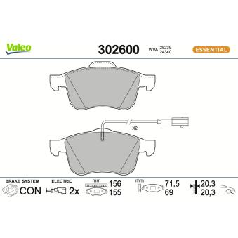 Jeu de 4 plaquettes de frein avant VALEO OEM 77365354