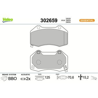 Jeu de 4 plaquettes de frein avant VALEO OEM 95509897