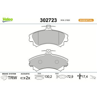 Jeu de 4 plaquettes de frein avant VALEO OEM 4544201920