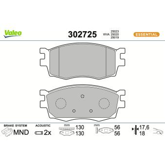 Jeu de 4 plaquettes de frein avant VALEO OEM 581011JA10