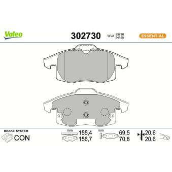 Jeu de 4 plaquettes de frein avant VALEO OEM 93188112