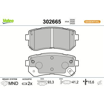 Jeu de 4 plaquettes de frein arrière VALEO OEM 583024WA10