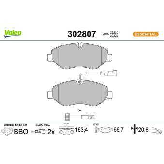 Jeu de 4 plaquettes de frein avant VALEO OEM D1060MB600
