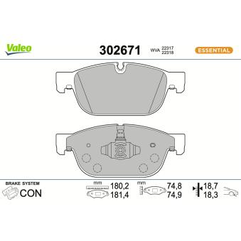 Jeu de 4 plaquettes de frein avant VALEO OEM 31445976