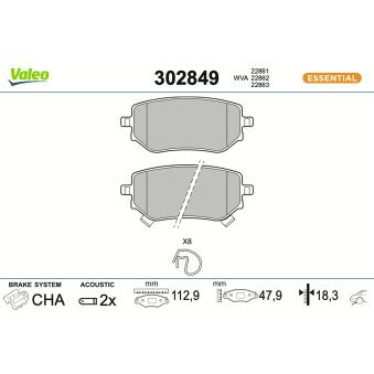 Jeu de 4 plaquettes de frein arrière VALEO OEM 4704230600