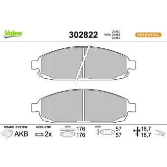 Jeu de 4 plaquettes de frein avant VALEO OEM 05080868AB