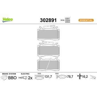 Jeu de 4 plaquettes de frein avant VALEO OEM 77368213