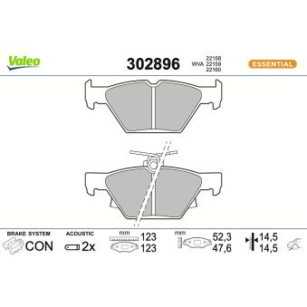 Jeu de 4 plaquettes de frein arrière VALEO 302896 pour SUBARU LEGACY 2.5 i AWD - 175cv