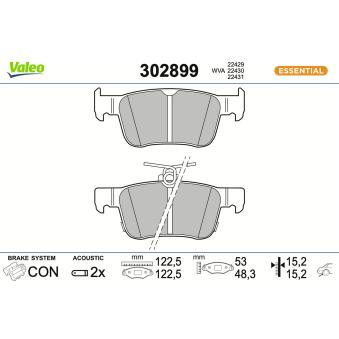 Jeu de 4 plaquettes de frein arrière VALEO OEM 43022TBAH01