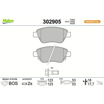 Jeu de 4 plaquettes de frein avant VALEO OEM 95513810