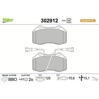 VALEO 302912 - Jeu de 4 plaquettes de frein avant