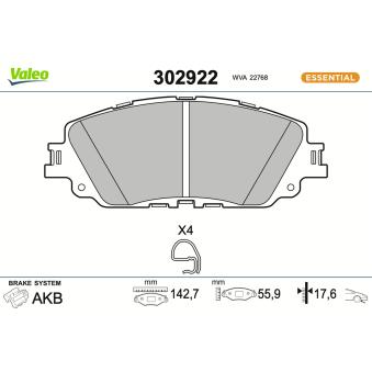 Jeu de 4 plaquettes de frein avant VALEO OEM 446533480