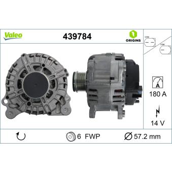 Alternateur VALEO 439784 pour VOLKSWAGEN TOUAREG 3.0 V6 TDI - 204cv