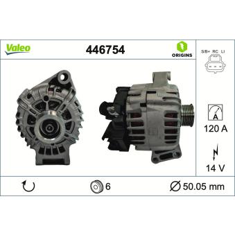 Alternateur VALEO 446754 pour DODGE NEON 2.0 16V - 152cv