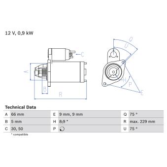 Démarreur BOSCH OEM M3T38981