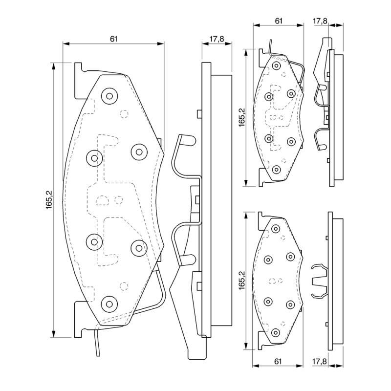 Jeu de 4 plaquettes de frein avant BOSCH 0 986 424 271 - Visuel 1
