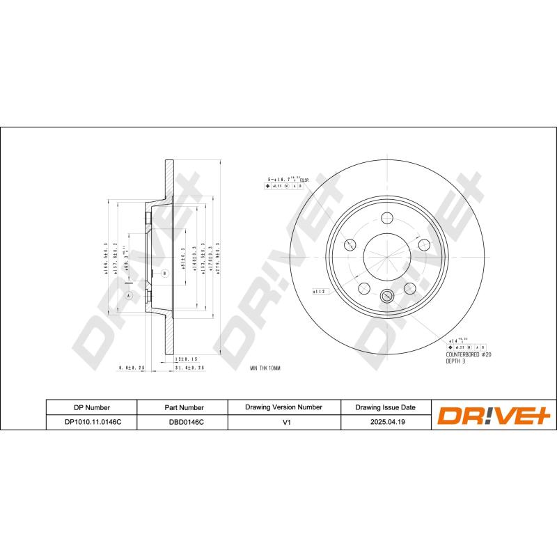 Jeu de 2 disques de frein avant Dr!ve+ DBD0146C - Visuel 2