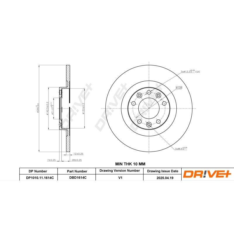 Jeu de 2 disques de frein avant Dr!ve+ DBD1614C - Visuel 2