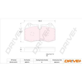 Jeu de 4 plaquettes de frein avant Dr!ve+ OEM 4106012U87