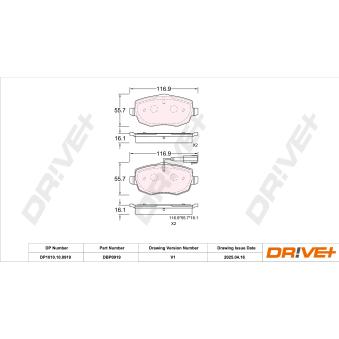 Jeu de 4 plaquettes de frein avant Dr!ve+ OEM 71752991