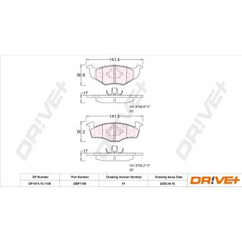Jeu de 4 plaquettes de frein avant Dr!ve+ OEM 1H0698151A