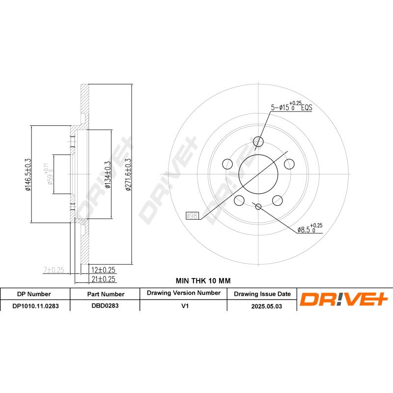 Jeu de 2 disques de frein arrière Dr!ve+ DP1010.11.0283 - Visuel 2