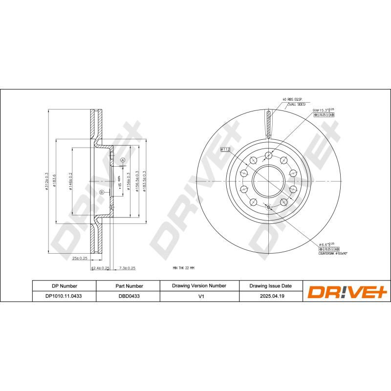Jeu de 2 disques de frein avant Dr!ve+ DP1010.11.0433 - Visuel 2