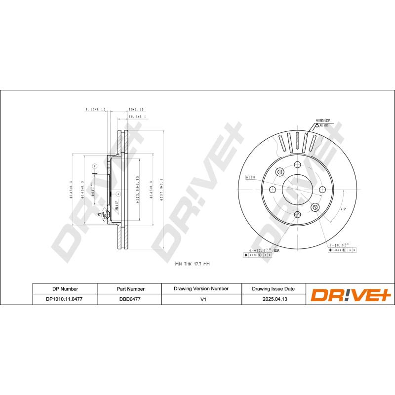 Jeu de 2 disques de frein avant Dr!ve+ DP1010.11.0477 - Visuel 2
