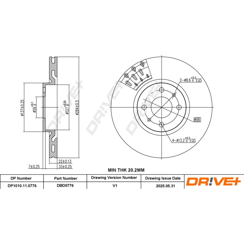 Jeu de 2 disques de frein avant Dr!ve+ DP1010.11.0776 - Visuel 2