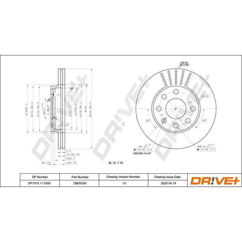 Jeu de 2 disques de frein avant Dr!ve+ DP1010.11.0350 - Visuel 2