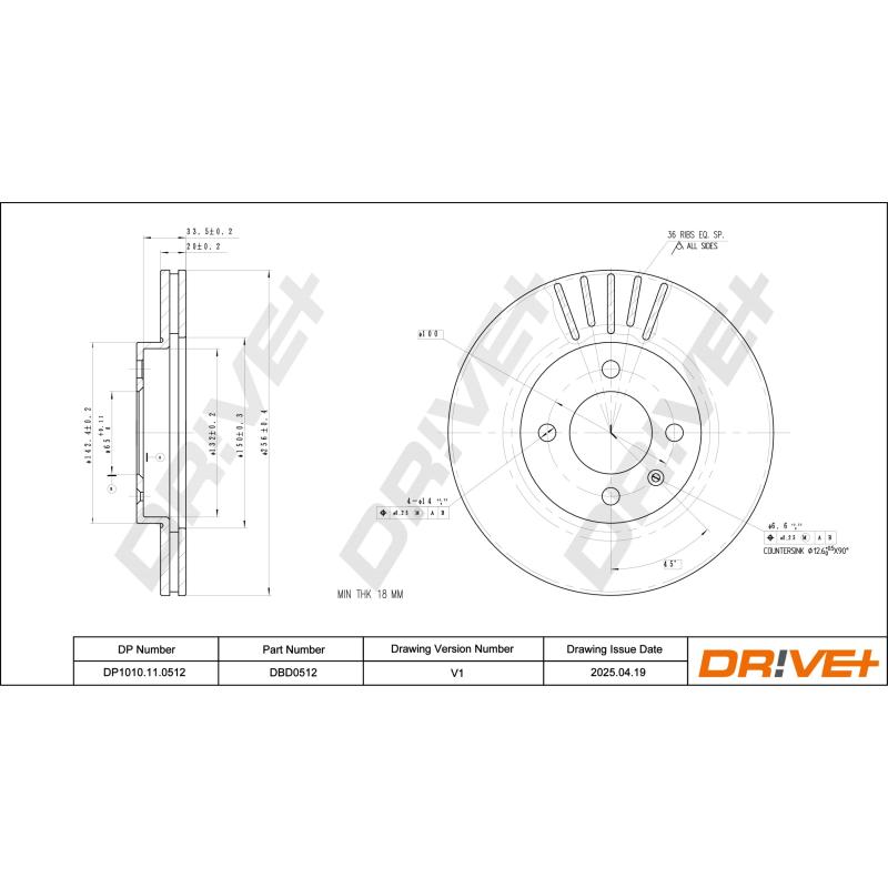 Jeu de 2 disques de frein avant Dr!ve+ DP1010.11.0512 - Visuel 2