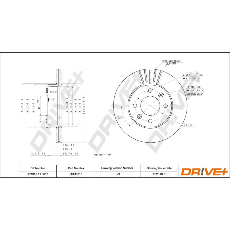 Jeu de 2 disques de frein avant Dr!ve+ DP1010.11.0817 - Visuel 2