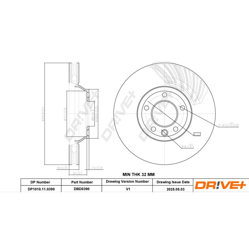 Disque de frein avant gauche Dr!ve+ DP1010.11.0390 - Visuel 2