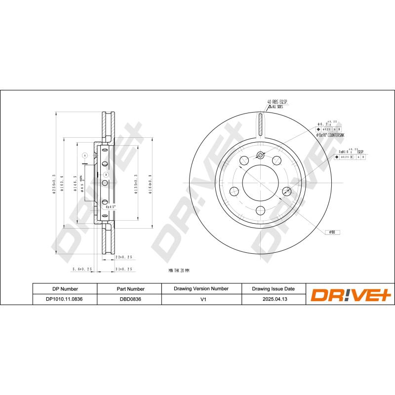 Jeu de 2 disques de frein arrière Dr!ve+ DP1010.11.0836 - Visuel 2