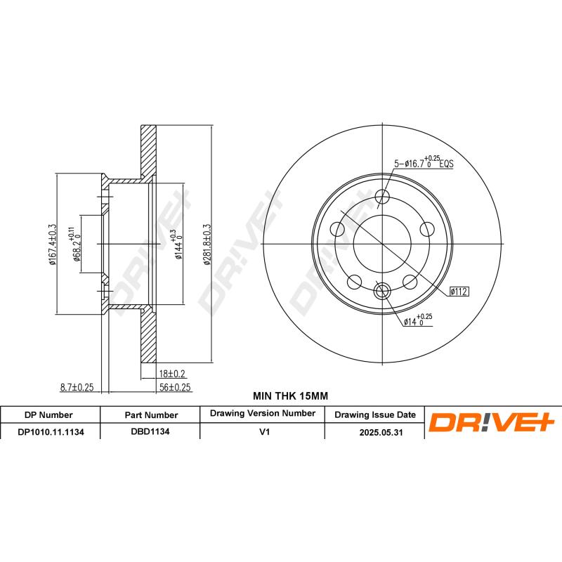 Jeu de 2 disques de frein avant Dr!ve+ DP1010.11.1134 - Visuel 2