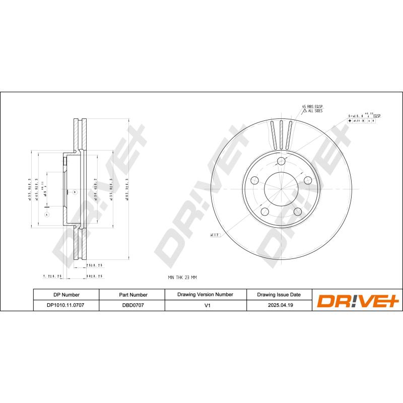 Jeu de 2 disques de frein avant Dr!ve+ DP1010.11.0707 - Visuel 2