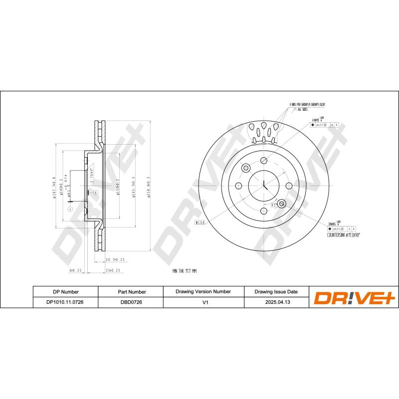 Jeu de 2 disques de frein avant Dr!ve+ DP1010.11.0726 - Visuel 2