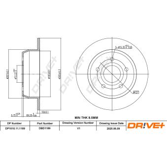 Jeu de 2 disques de frein arrière Dr!ve+ OEM 52098666AA