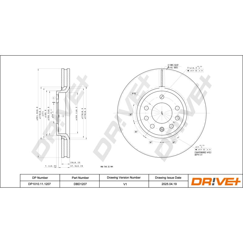 Jeu de 2 disques de frein avant Dr!ve+ DP1010.11.1207 - Visuel 2