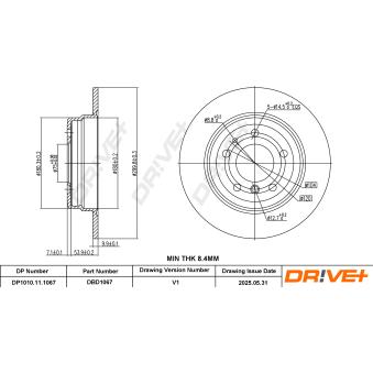 Jeu de 2 disques de frein arrière Dr!ve+ OEM 34216756537