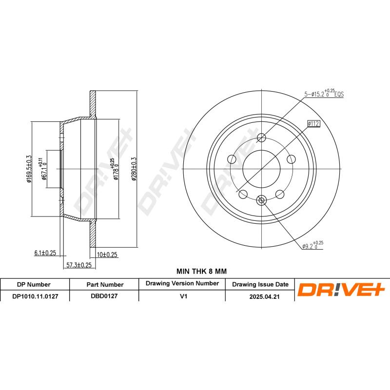 Jeu de 2 disques de frein arrière Dr!ve+ DP1010.11.0127 - Visuel 2
