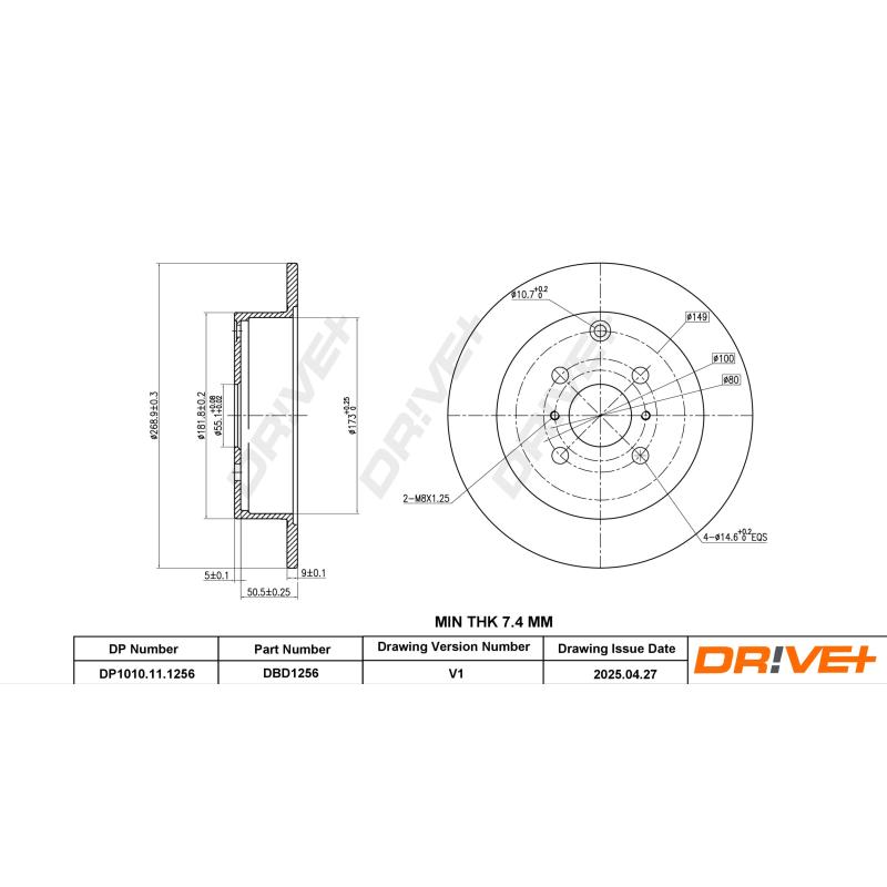 Jeu de 2 disques de frein arrière Dr!ve+ DP1010.11.1256 - Visuel 2