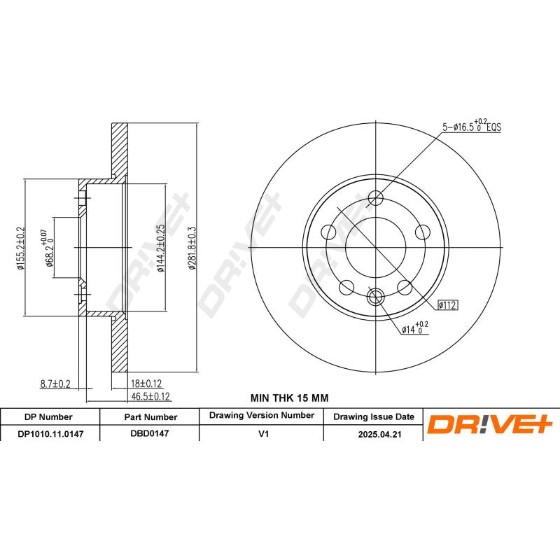 Jeu de 2 disques de frein avant Dr!ve+ DP1010.11.0147 - Visuel 2